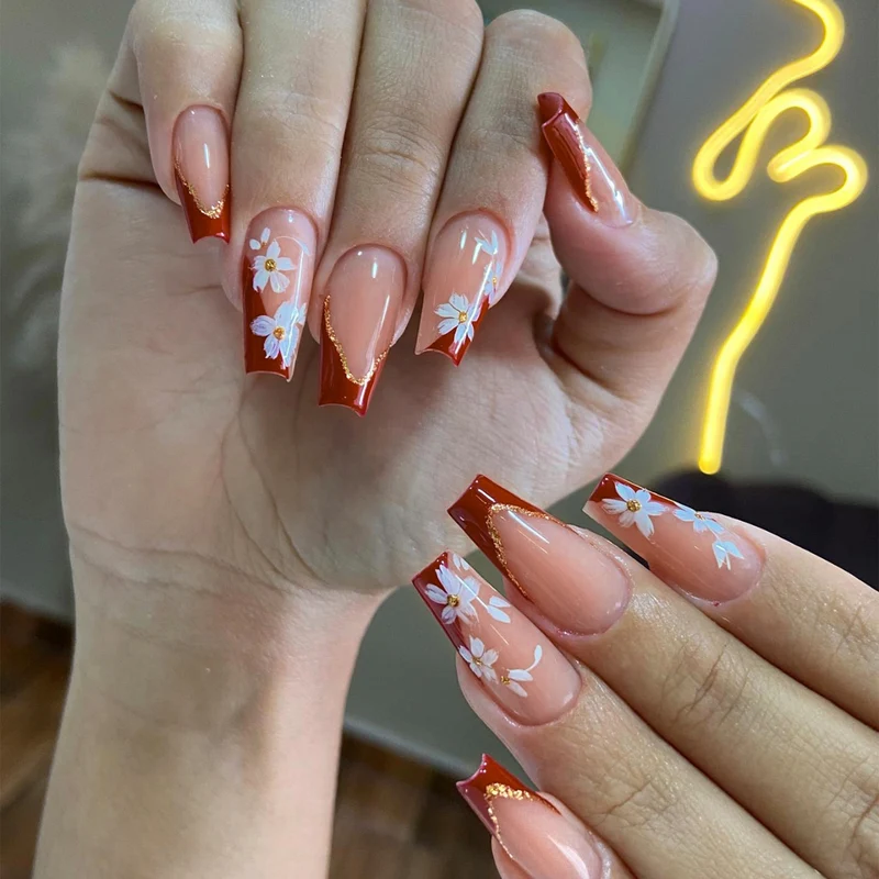 Künstlerisches floral akzent Aufkleber-Nagelset Karnz