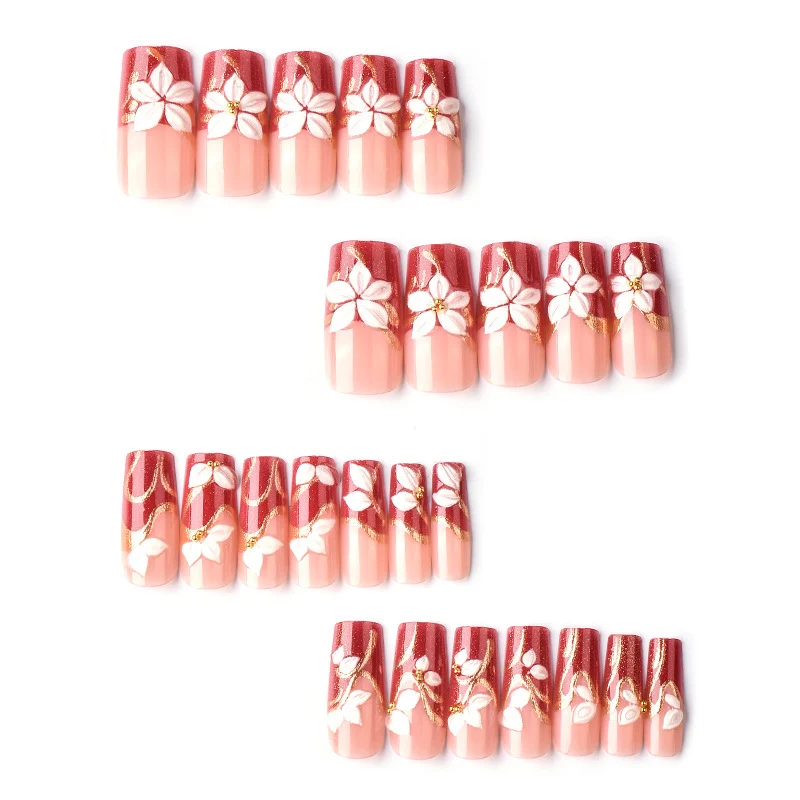 Artistic Floral 3D Press-On Nail Art Karnz