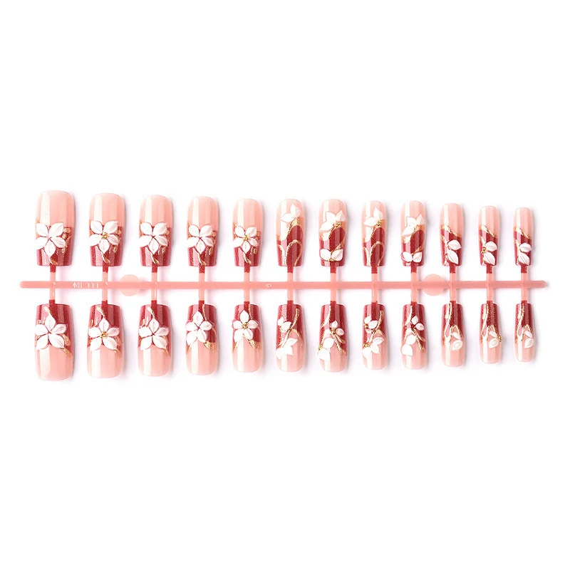Artistic Floral 3D Press-On Nail Art Karnz