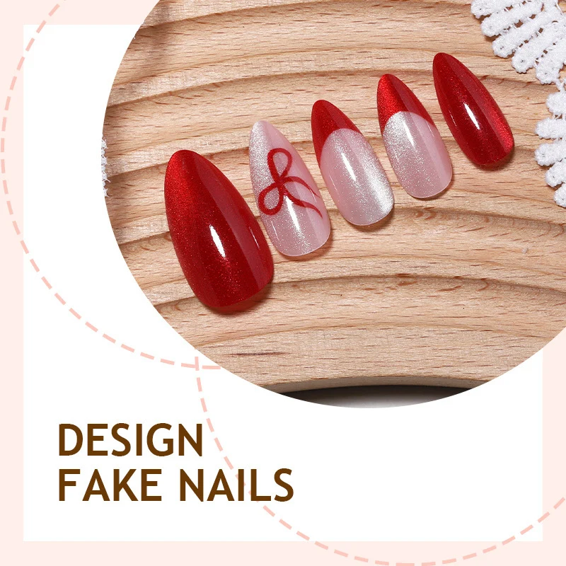 Kunstnagelset mit glamourösen Rot- und Rosé-Tönen Karnz