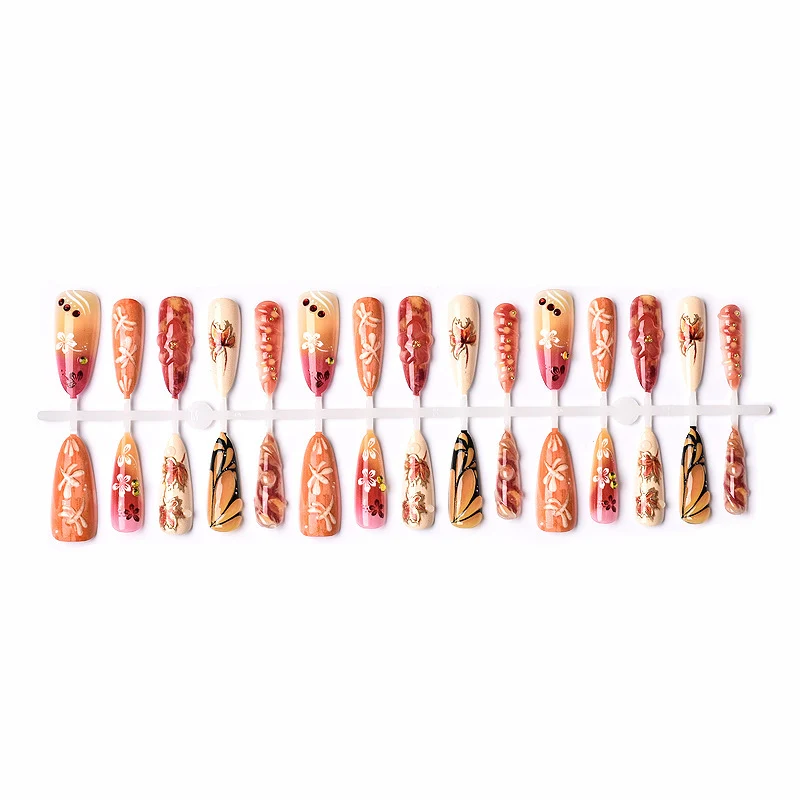 Künstlerisches herbstinspiriertes Press-On Nagelkunstset Karnz