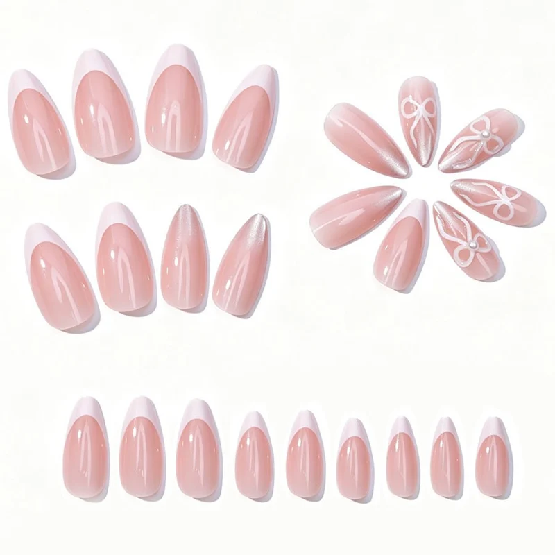 Kunstnagelset mit eleganten Spitzen und Glitzerakzenten Karnz