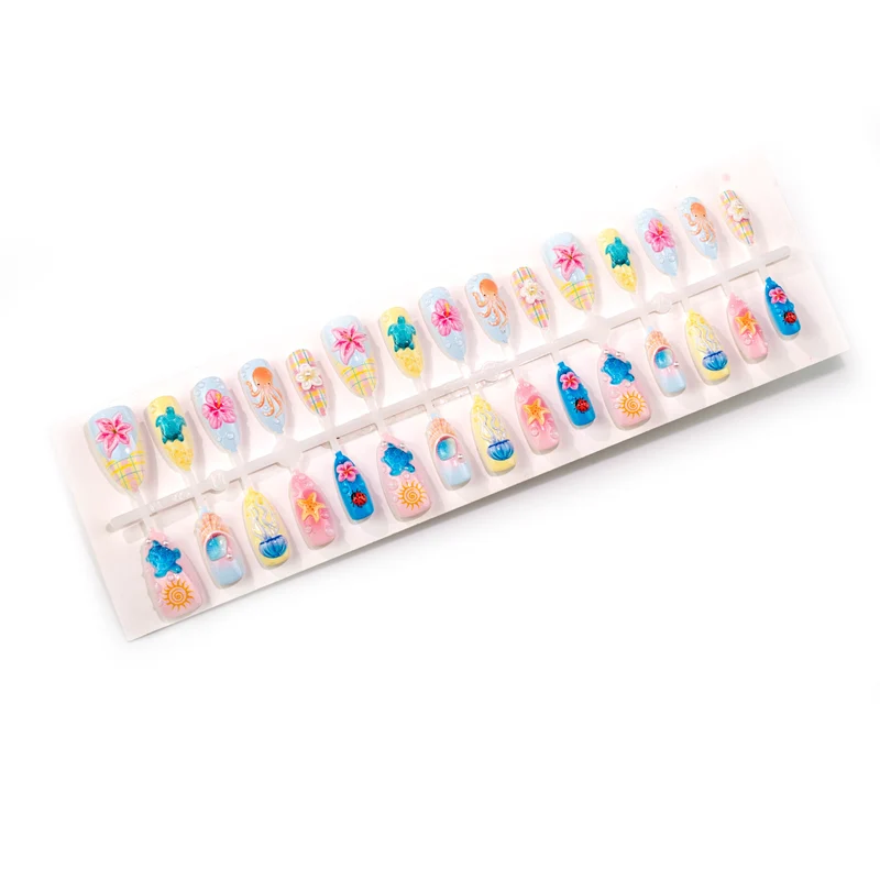 Künstlerisches 3D-Ozean-inspiriertes Press-On-Nagelkunst-Set Karnz