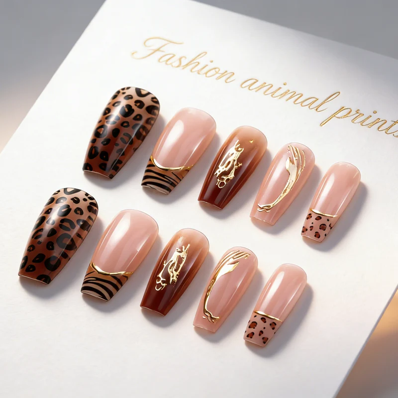 Animal Print Press-On Nail Art Set Karnz