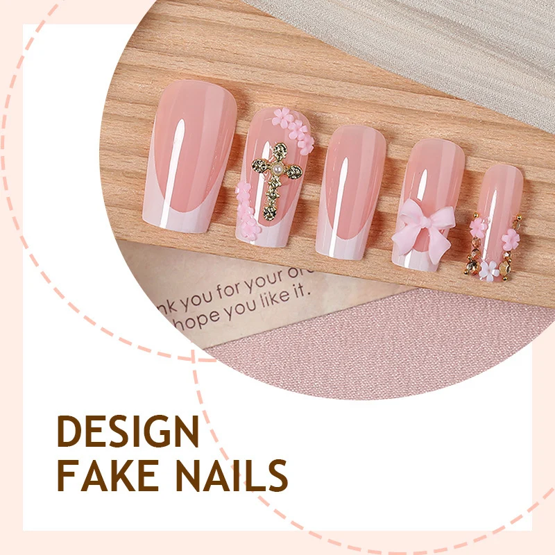 Kunstnagelset mit eleganten Schleifen- und Glitzerelementen Karnz