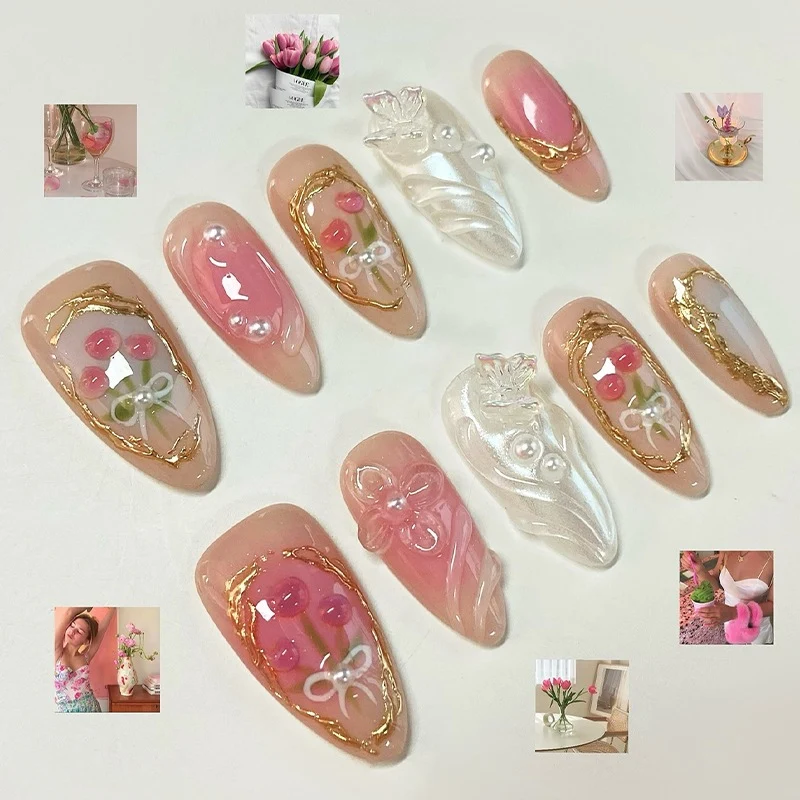 Kunstnagelset mit stilvollen Verzierungen und verspieltem Design Karnz