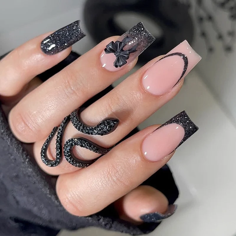 Kunstnagelset mit stilvollen Glitzer- und Ombre-Elementen Karnz