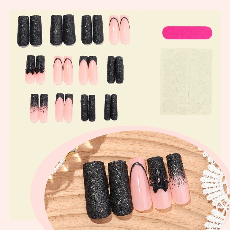 Kunstnagelset mit stilvollen Glitzer- und Ombre-Elementen Karnz