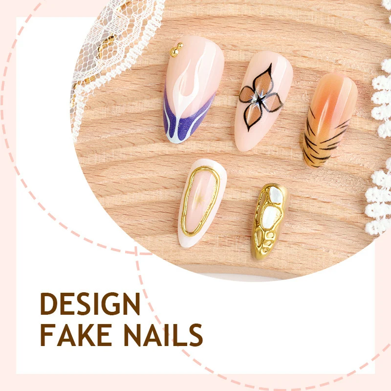 Künstliches Nagelset mit Glamourösen Designs und Eleganten Verzierungen Karnz