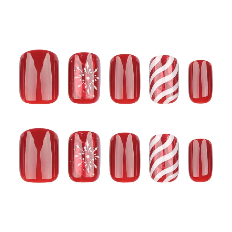 Kunstnagelset mit festlichem Weihnachtsdesign und luxuriösem Glanz Karnz