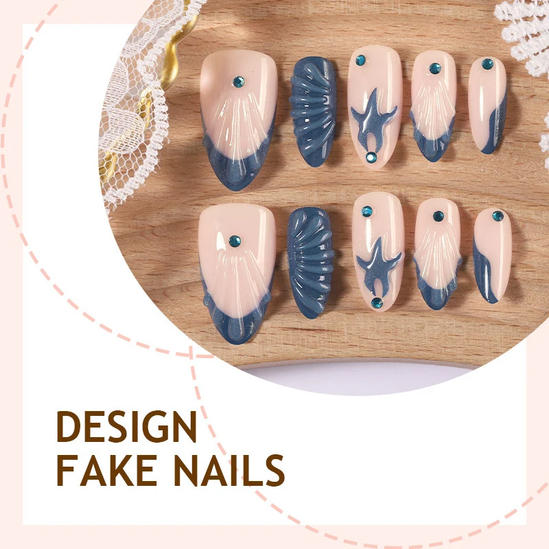 Künstliches Nagelset mit eleganten 3D-Motiven Karnz