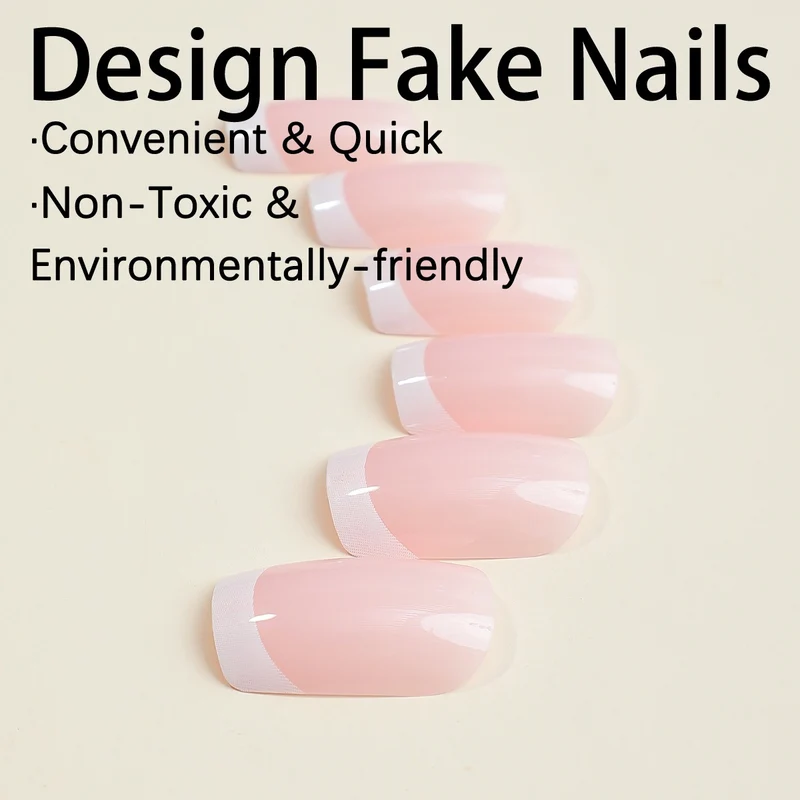 Künstliches Nagelset mit elegantem French-Maniküre-Design Karnz