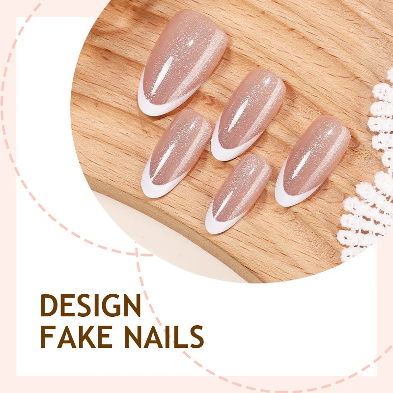 Künstliche Nagelspitzen mit Glitzer und eleganter Form Karnz