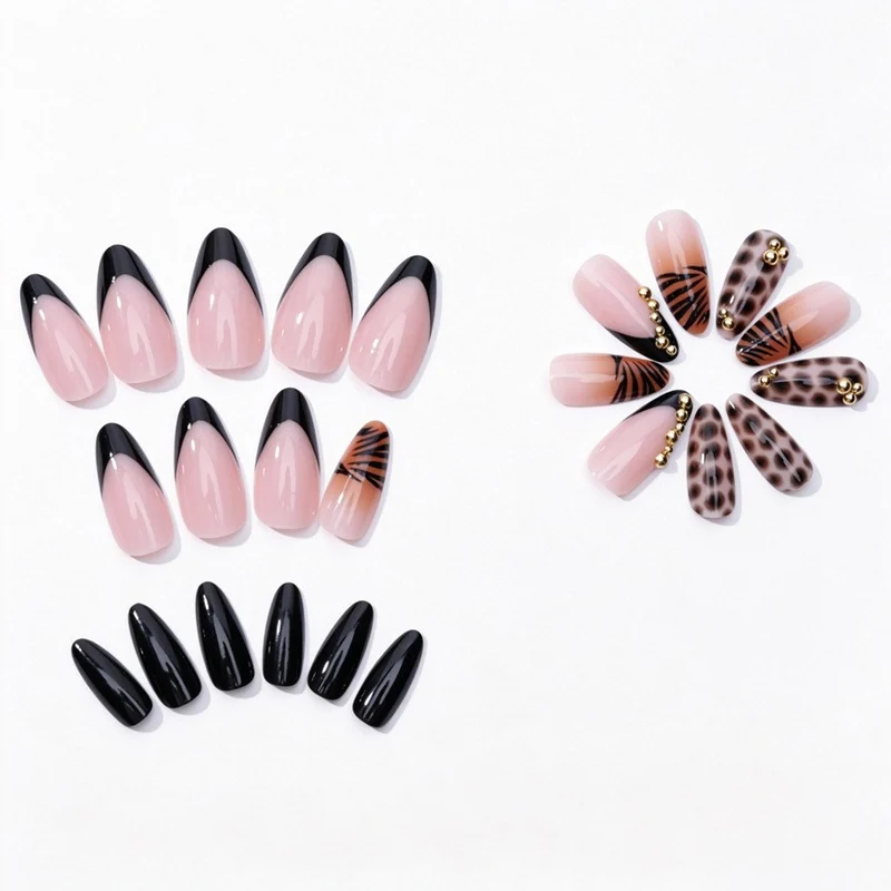 Kunstnagelset mit eleganten Tier- und Glitzermustern Karnz