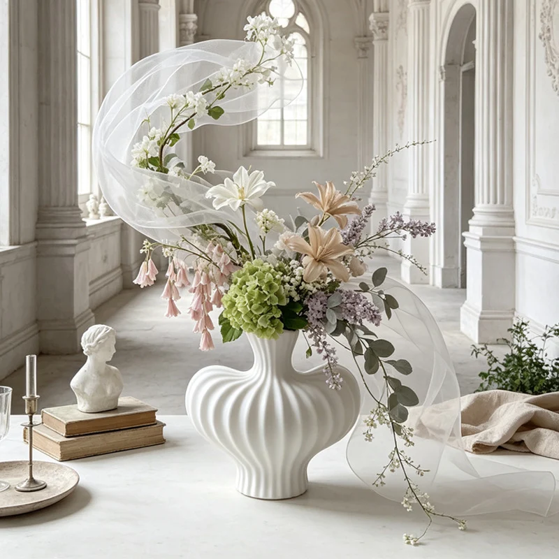 Skulptierte gerippte dekorative Vase Karnz