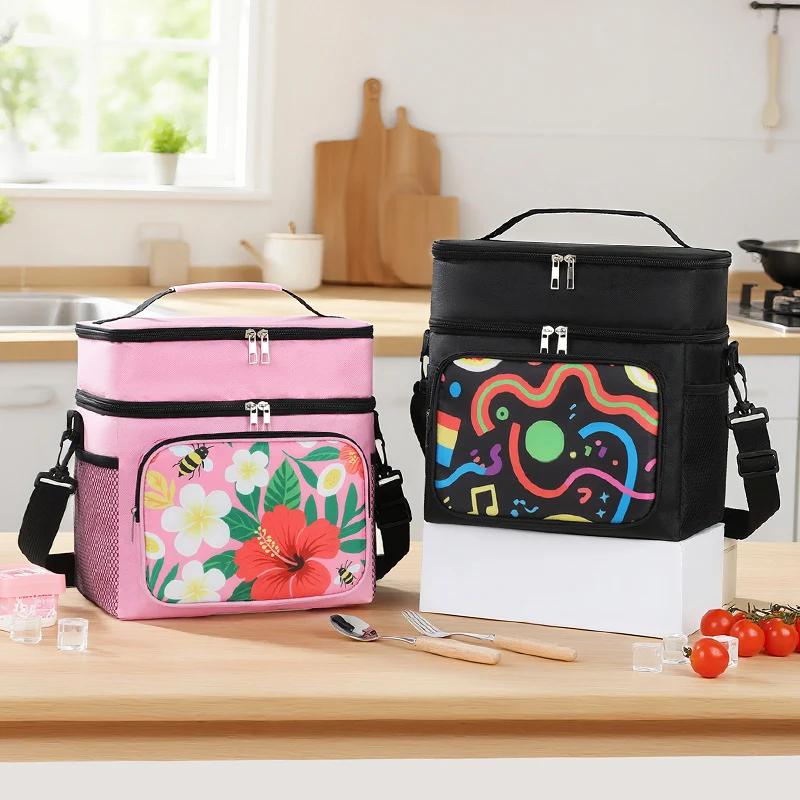 Isolierte Blumenmuster-Lunch-Kühltasche Karnz