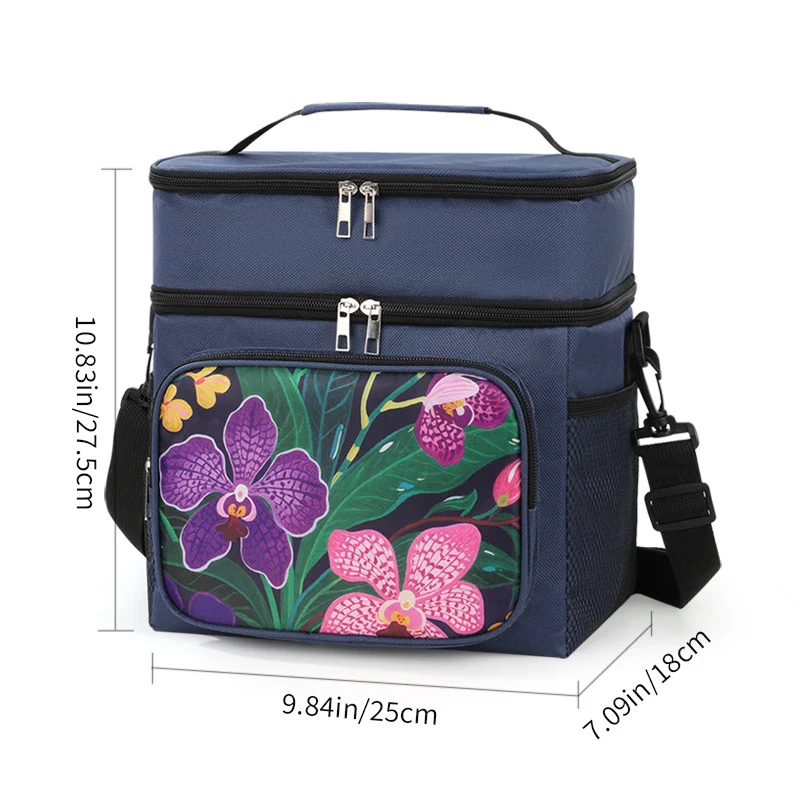 Isolierte Blumenmuster-Lunch-Kühltasche Karnz