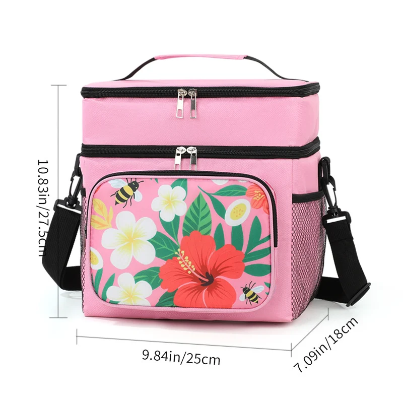 Isolierte Blumenmuster-Lunch-Kühltasche Karnz