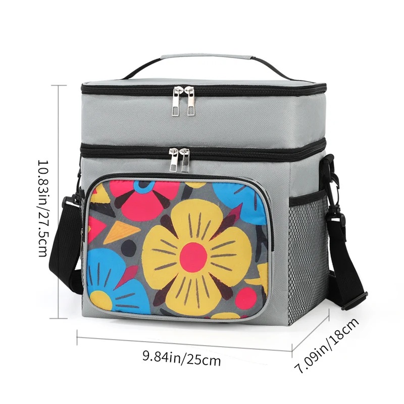 Isolierte Blumenmuster-Lunch-Kühltasche Karnz
