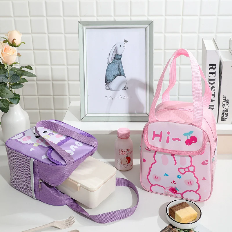 Isolierte süße Kaninchen-Themen Lunch Tasche Karnz