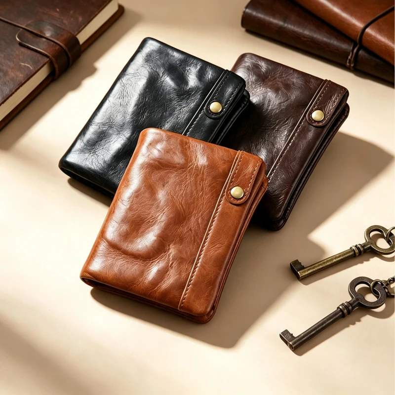 RFID-blockierende Leder-Kartenbrieftasche