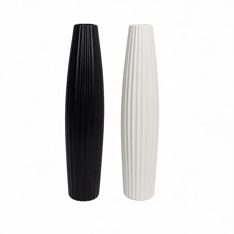 Elegante gerippte keramische Bodenvase Karnz