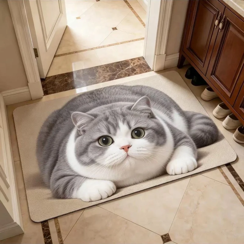 Niedlicher katzenmotiver Plüsch-Teppich