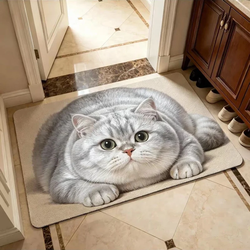 Niedlicher katzenmotiver Plüsch-Teppich