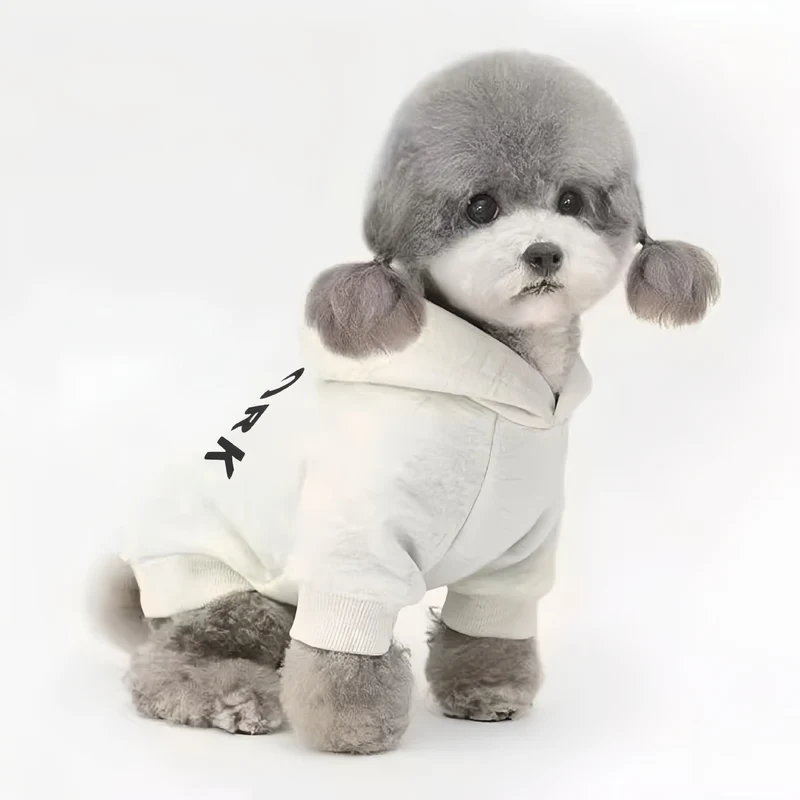 Pullover Fleece-lined Hund Hoodie mit New York Grafik und Rippbund