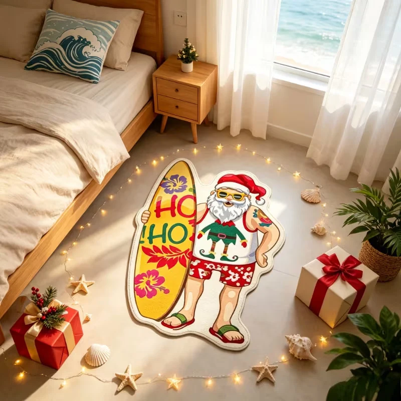 Fun Holiday Surfing Santa Bereichsteppich