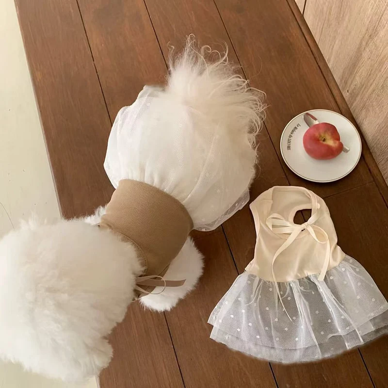 Pet Tüll Tutu Kleid Geschirr mit Rippoberteil und Schleife