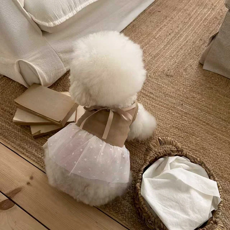 Pet Tüll Tutu Kleid Geschirr mit Rippoberteil und Schleife