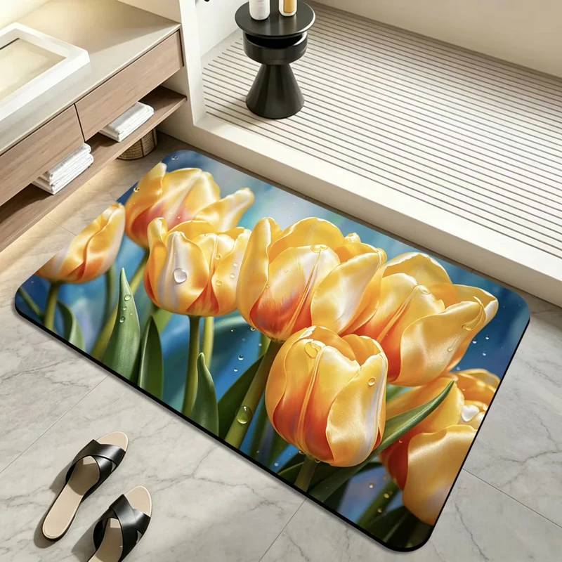 Blumenmotiv Badezimmermatte