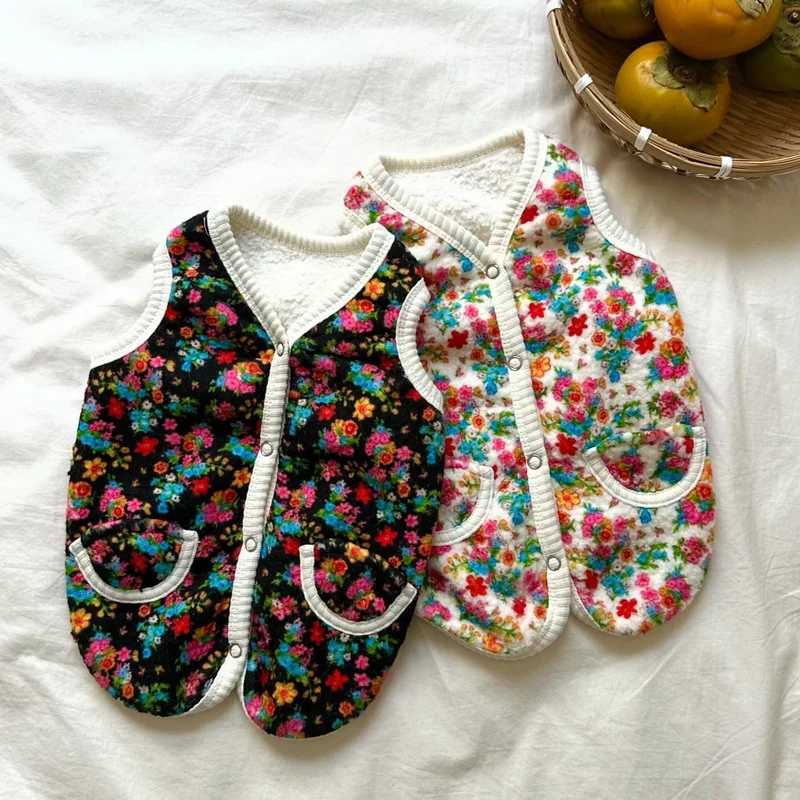 Florales Fleece-Snap-Front-Hundewesten