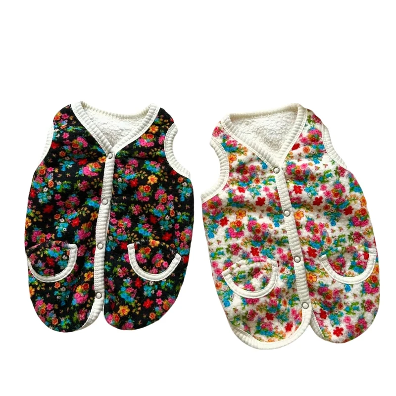 Florales Fleece-Snap-Front-Hundewesten