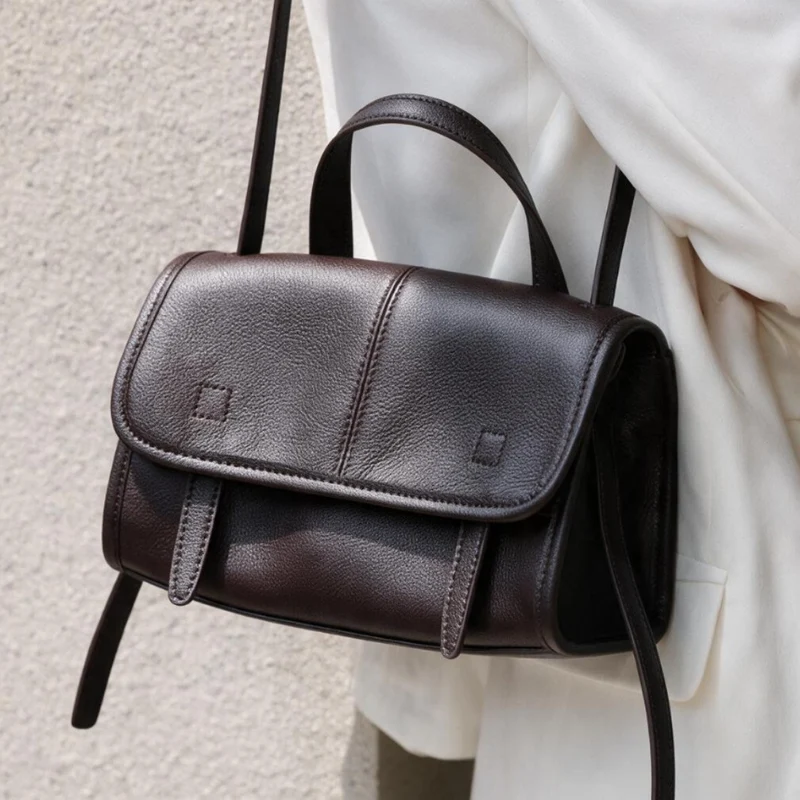 Strukturiertes genarbtes Top-Handle Klapp-Umhängetasche