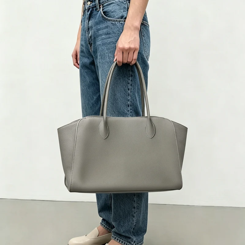 Strukturiert große Leder-Tote-Handtasche mit doppelten oberen Griffen