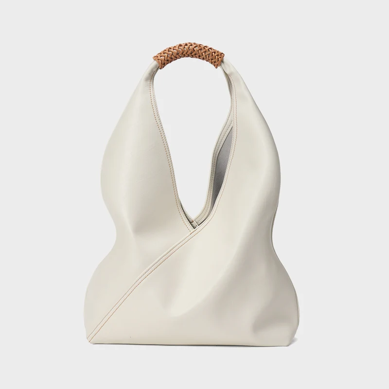Skulpturaler Schluff-Leder-Hobo-Tote mit geflochtenem oberen Griff
