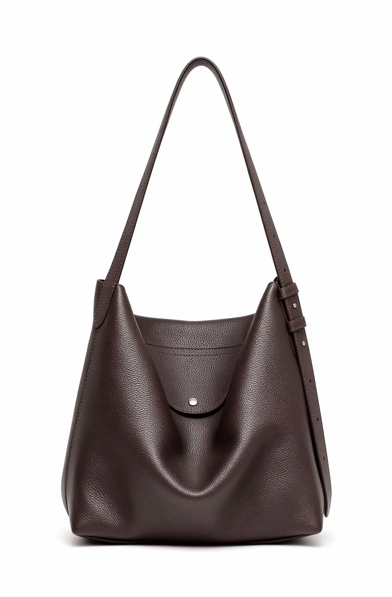 Skulpturale genoppte Leder-Optik Hobo Schultertasche mit verstellbarem Schnallenriemen