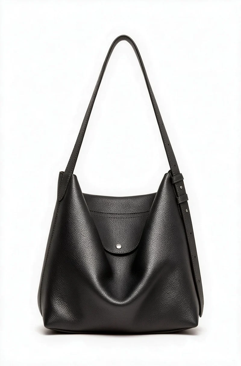 Skulpturale genoppte Leder-Optik Hobo Schultertasche mit verstellbarem Schnallenriemen